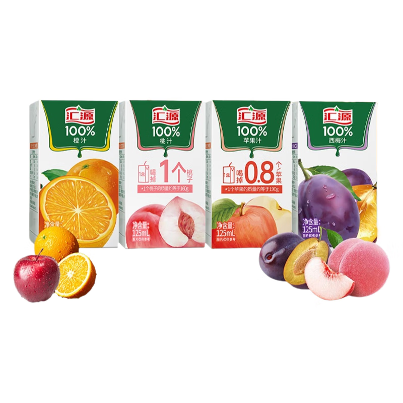 汇源100%果汁苹果汁125ml*15盒高清大图