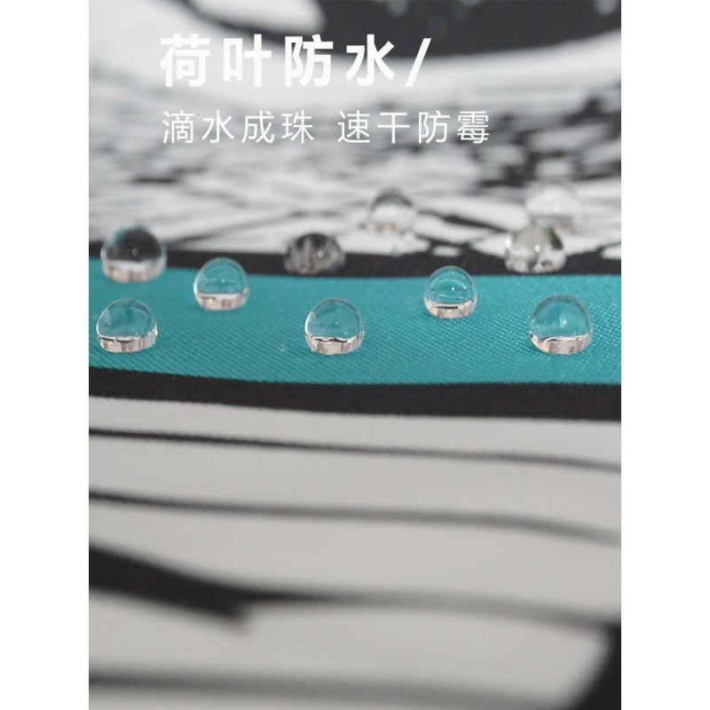 卡通小狗美式涤纶浴帘布浴罩保温防水卫生间洗澡帘子窗帘隔帘 三维工匠