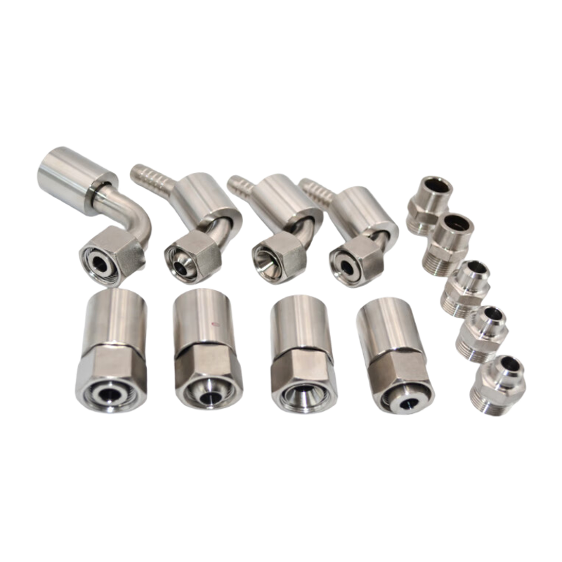 鸣固 304不锈钢液压接头液压油管配件扣压式胶管接头 8-16*1.5 D型直高清大图