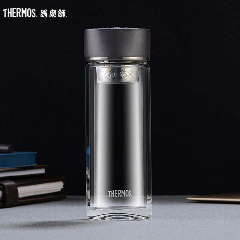 膳魔师(THERMOS)玻璃杯单层大容量男女商务泡茶杯带茶隔水杯 黑色膳魔师(THERMOS)玻璃杯