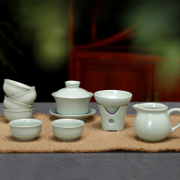 常生源 功夫茶具 仿宋汝窑 开片 茶壶茶杯陶瓷茶漏整套 泡茶器 青云直上套组