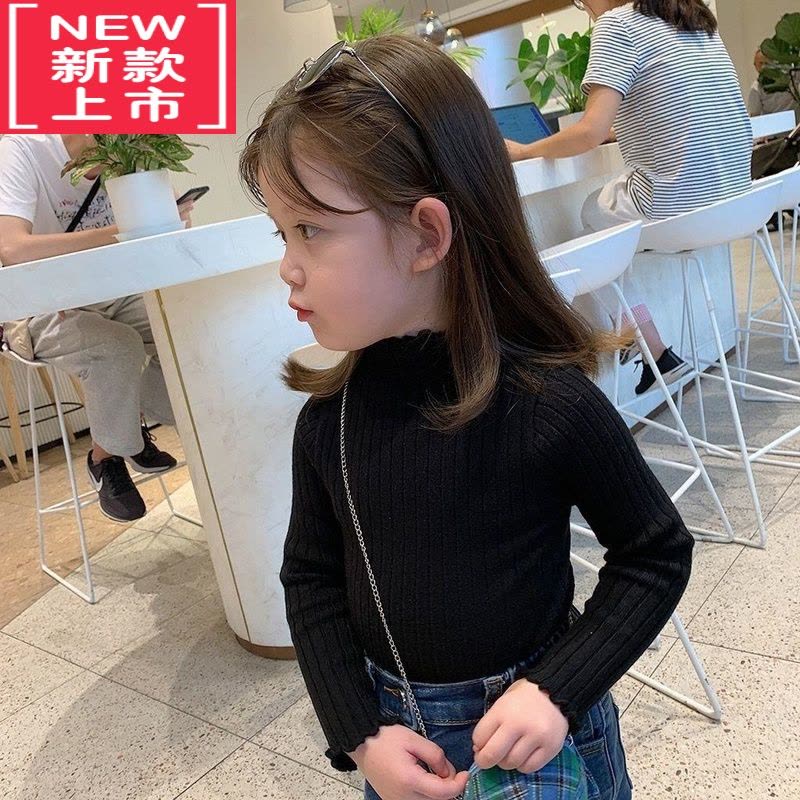 可莉允2022新款儿童秋冬木耳边毛衣女童长袖毛线针织上衣宝宝毛衣打底衫图片
