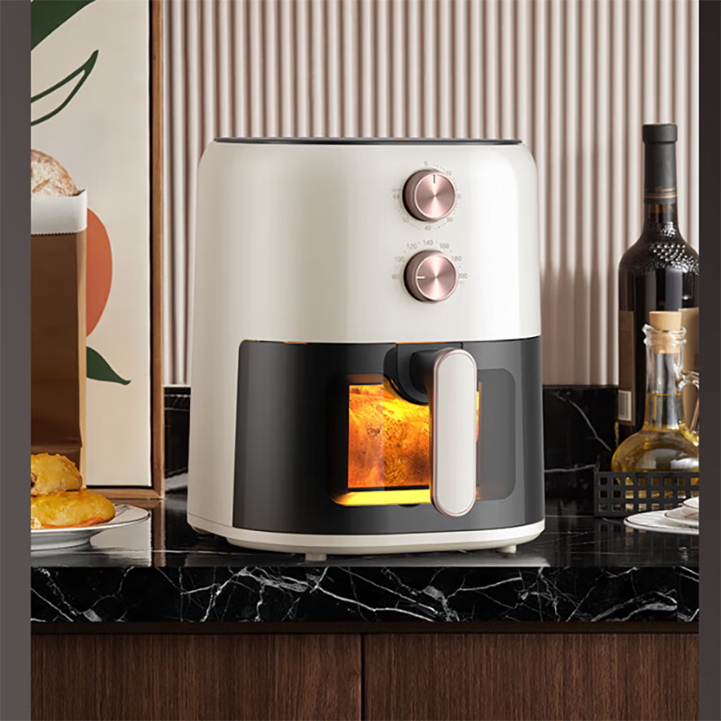 美的(Midea)空气炸锅KZE459X9BD家用4.5L大容量 可视化窗 精准控温 不沾易清洗 双旋钮 1350W