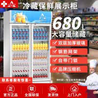 埃利斯(AILISI)680L商用展示柜 大容积立式陈列柜冷柜 保鲜柜玻璃门冰箱超市便利店饮料柜 单门冷藏冰柜