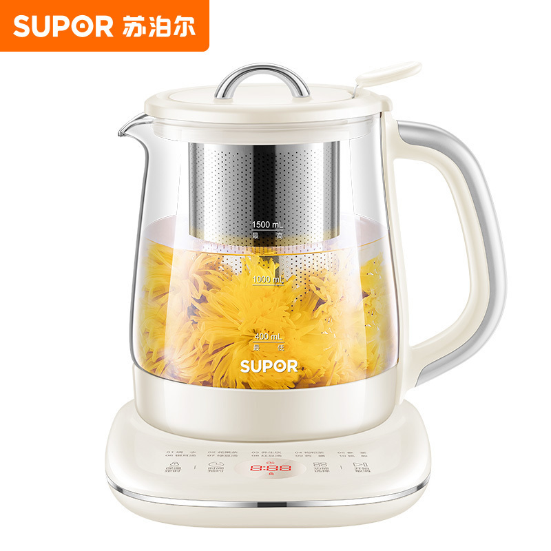 苏泊尔(SUPOR)养生壶 煮茶壶 1.5L家用 保温花茶壶煮茶器316L不锈钢 恒温电热水壶烧水壶 SW-15YQ51高清大图