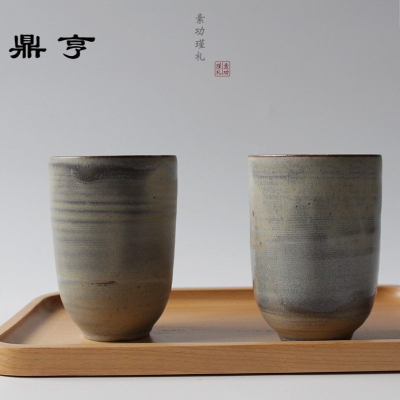 鼎亨创意复古带盖勺陶瓷马克杯景德镇陶艺手工杯情侣杯一对个性咖