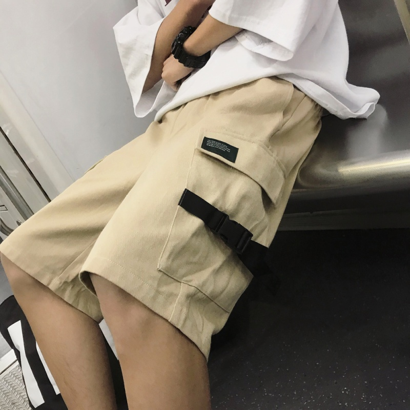 夏款男装2018夏款宽松时尚五分裤男士直筒工装休闲裤黑色运动短裤