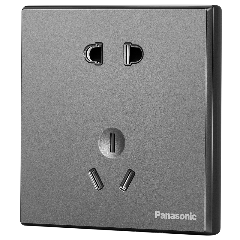 松下(Panasonic)悦宸灰色开关插座家用86型墙壁开关单联开关面板一开单控五孔插座