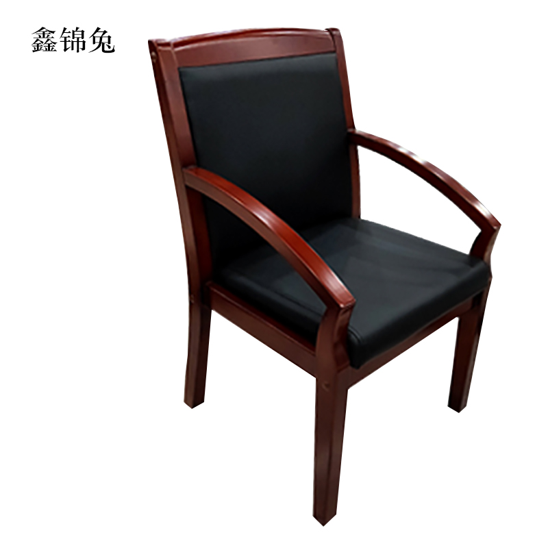 鑫锦兔会议椅现代椅子皮面靠背椅斜扶手椅高清大图