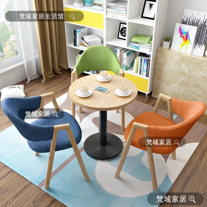 简约洽谈接待商务会客阳台休闲桌椅组合奶茶店咖啡厅小圆桌餐椅子高清大图