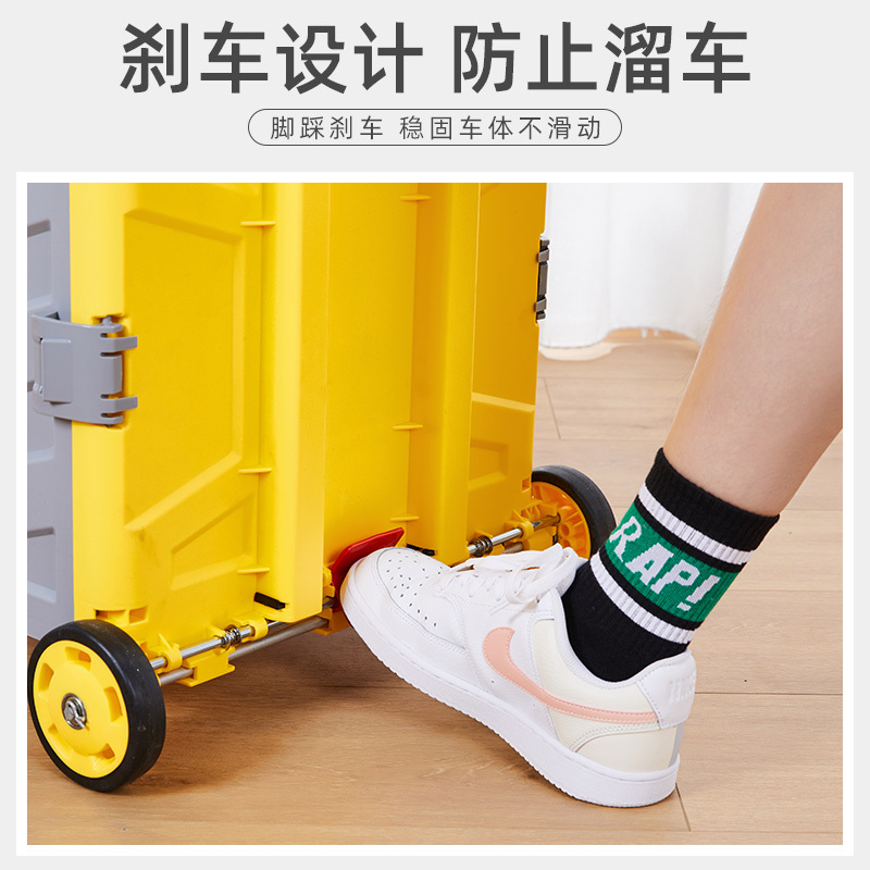 买菜车小拉车阿斯卡利(ASCARI)折叠购物车推车家用拖车网红轻便携拉杆手拉车 两轮中号黄蓝色50L不含盖子承重100斤