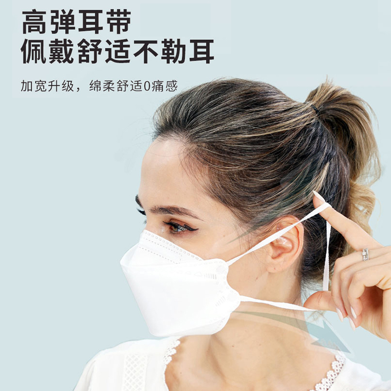 kn95医用外科口罩3d立体防护kf白94官方正品男女夏潮款柳叶型-白色独立装1000只