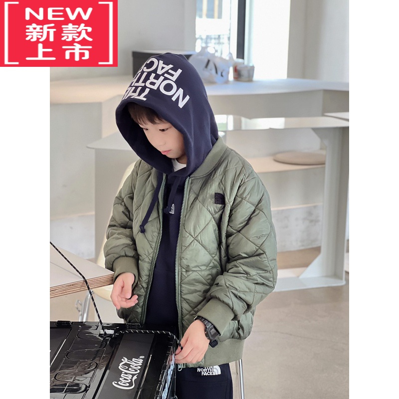 可莉允熊孩子家自制韩潮范秋冬款儿童菱形格棉服外套男童棒球服夹克衫