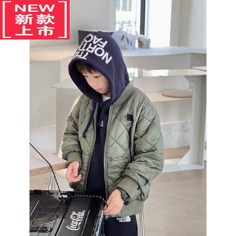 可莉允熊孩子家自制韩潮范秋冬款儿童菱形格棉服外套男童棒球服夹克衫图片