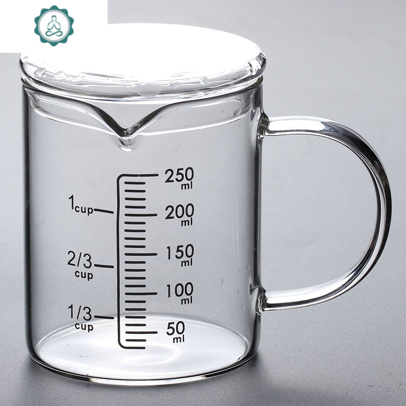 量杯刻度杯家用玻璃带把手烘焙可火烧微波炉耐冷耐热牛奶杯子 封后