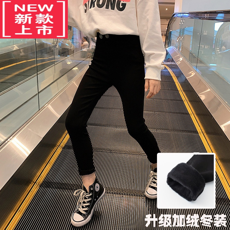 可莉允女童裤子加绒加厚秋冬款大儿童牛仔裤冬季外穿2022新款保暖打底裤保暖裤