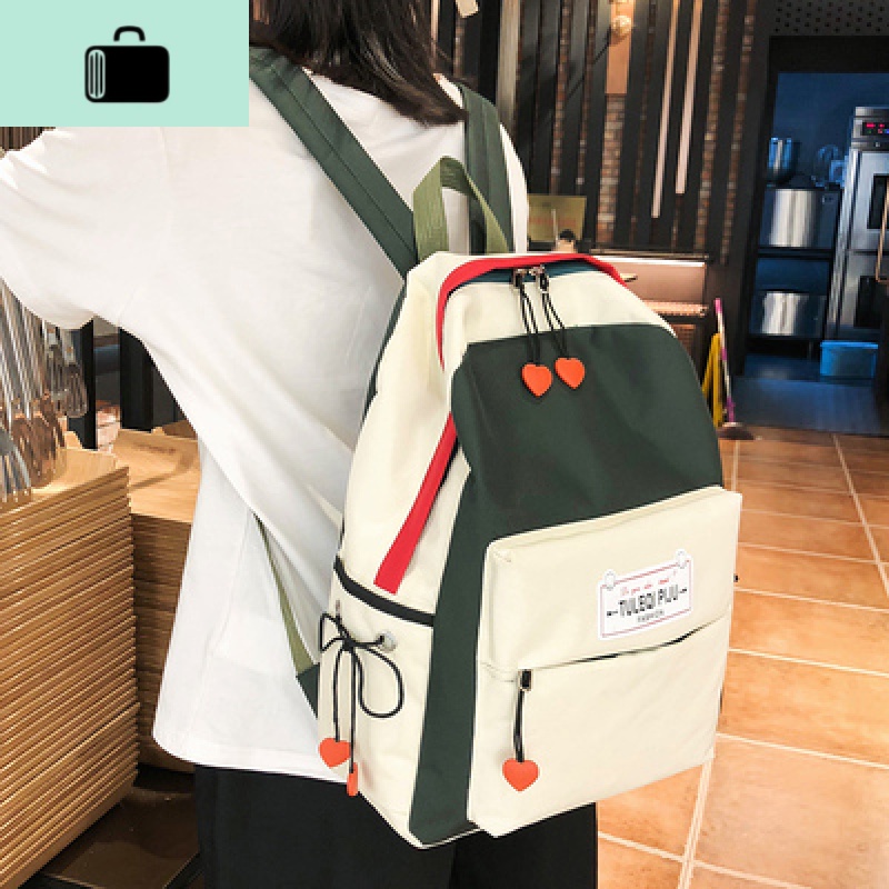 书包女韩版高中学生原宿ulzzang双肩包ins风初中潮百搭大学生背包NEWLAKE 绿色