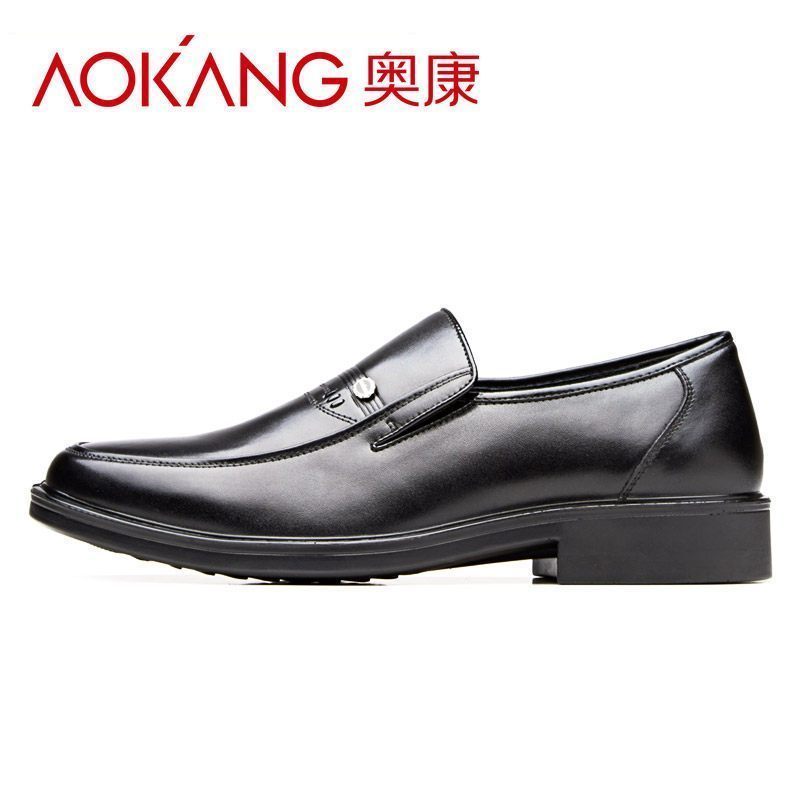 奥康男鞋商务正装皮鞋男士休闲鞋圆头套脚低帮皮鞋男单鞋