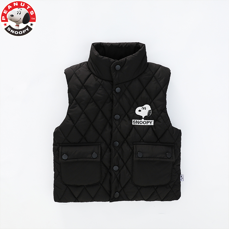 史努比(SNOOPY)童装儿童菱形格大口袋夹棉马甲男女同款秋冬马甲SXM326