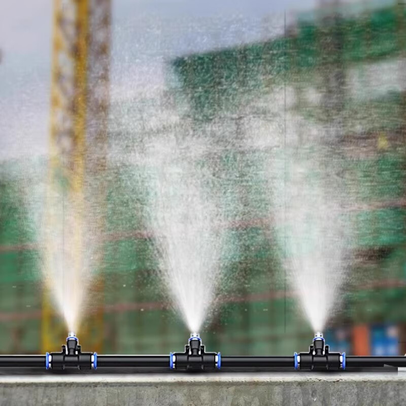 谋福 工地围挡墙除尘降尘喷淋系统[60w加压泵+循环定时插座+30米30喷头套装]高清大图