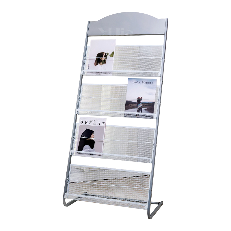 翌嘉YJ4122810 杂志架展示架报置物架收纳落地报纸报刊架 四层银色 630*380*1420