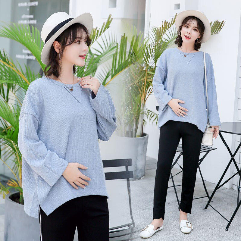 迪鲁奥（DILUAO)孕妇裤子春秋季外出新款时尚托腹打底裤宽松透气孕妇装秋冬装休闲舒适上衣套装