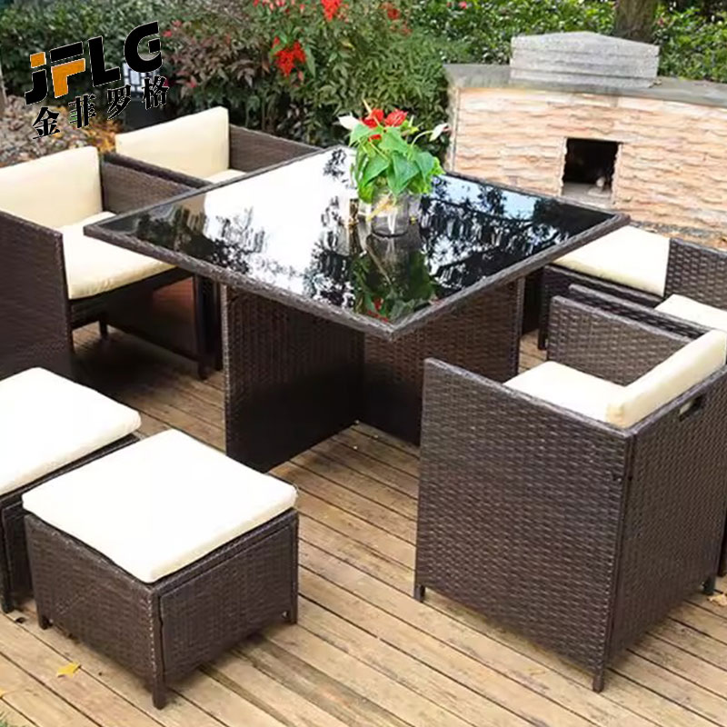 苏宁 金菲罗格 办公家具户外防晒桌椅庭院藤椅组合高清大图