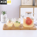 三维工匠耐高温玻璃冷水壶家用凉水杯子套装瓶茶壶装水容器ins风凉杯韩国 1.8L壶+4个双层杯+分区托盘