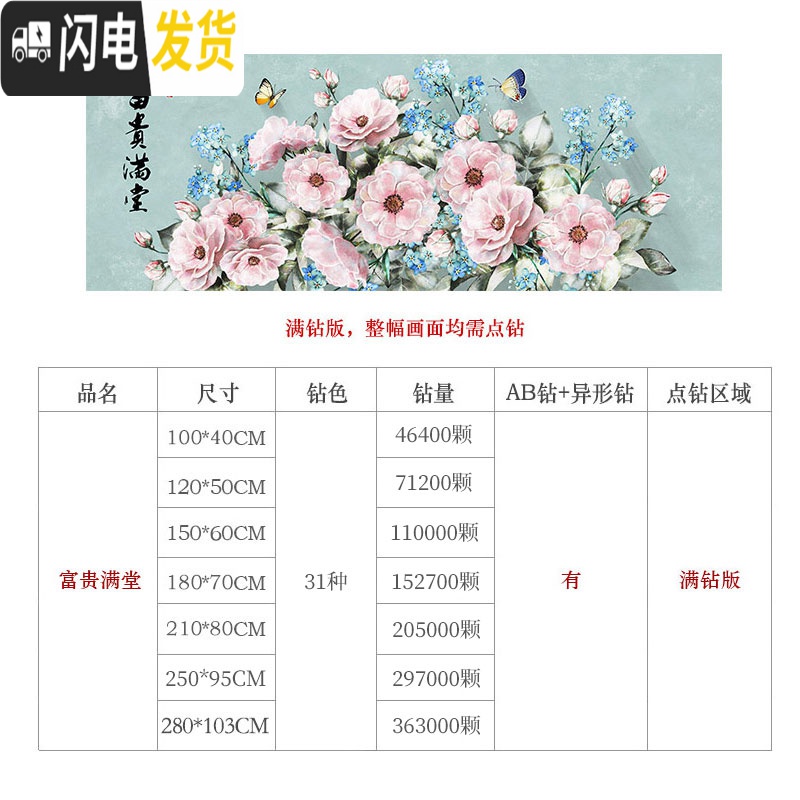 三维工匠2019年新款钻石画满钻客厅家用十字绣贴画水晶自己 异形钻满钻[280*103厘米]多加30钻量、送工具包2套高清大图