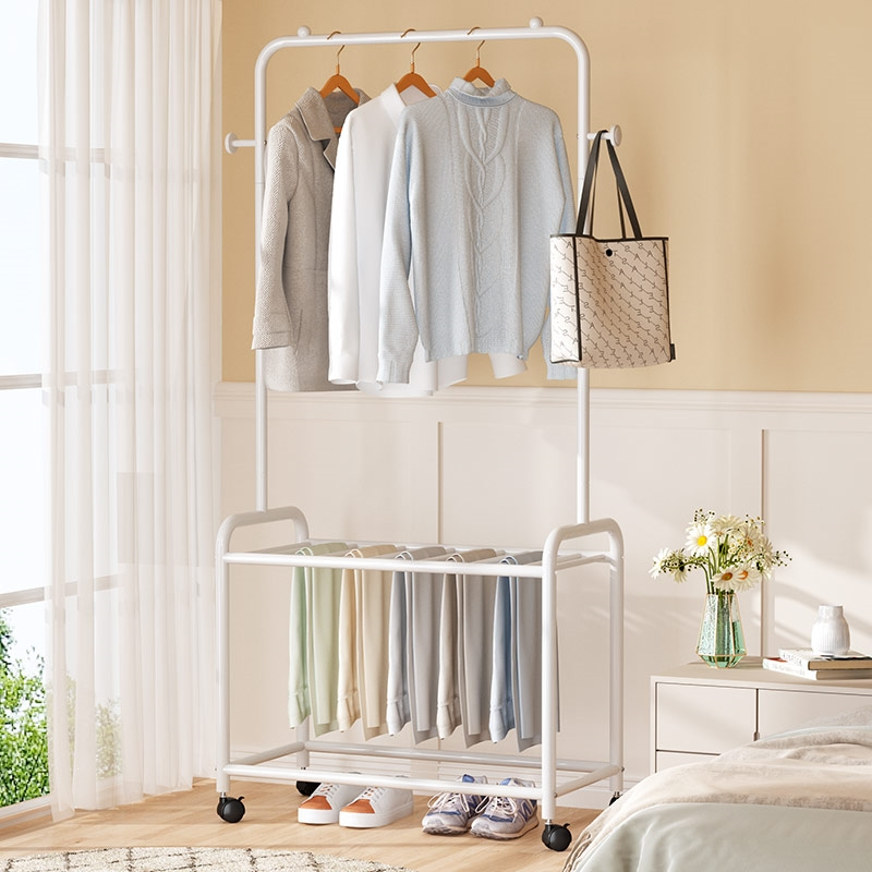 藤印象简易晾衣架落地室内挂裤晒衣服架家用卧室阳台学生宿舍折叠挂