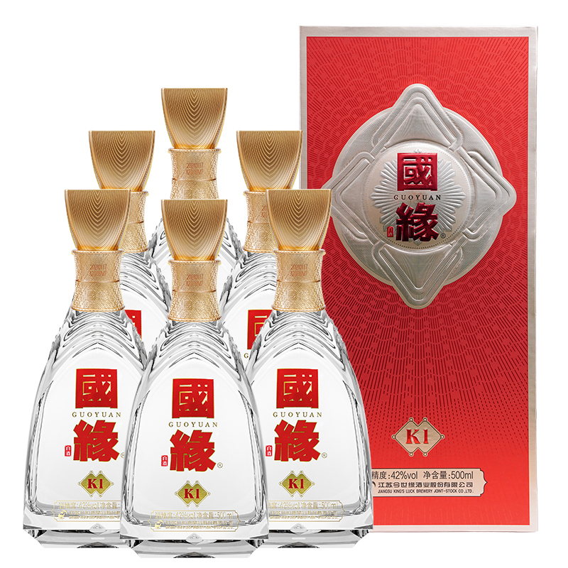 今世缘 国缘K1 浓香型白酒 42度 白酒 500ml *6瓶 整箱装