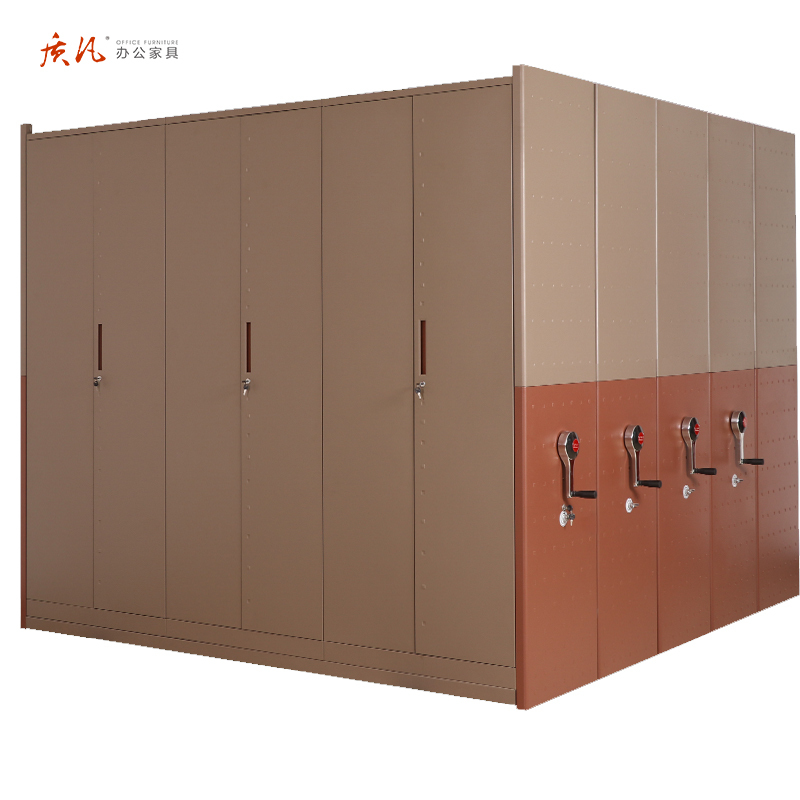 质凡密集架文件资料架移动式档案柜钢制轨道手摇密集架手动密集柜每立方米单价