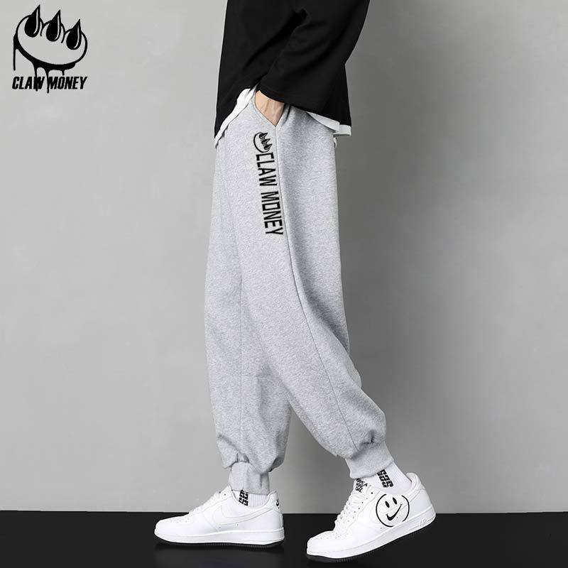 Claw Money休闲裤子男冬季加绒宽松百搭潮流束脚九分春秋运动卫裤
