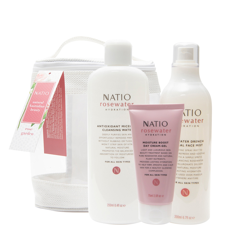 NATIO/娜迪奥玫瑰花园保湿护肤套装250ml/瓶+200ml/瓶+75ml/瓶 清爽不油腻温和不刺激 澳洲进口