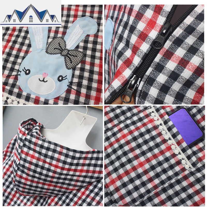 时尚秋冬棉布带帽长袖拉链工作服正穿衣男女加大围裙大人罩衣厚 三维工匠高清大图