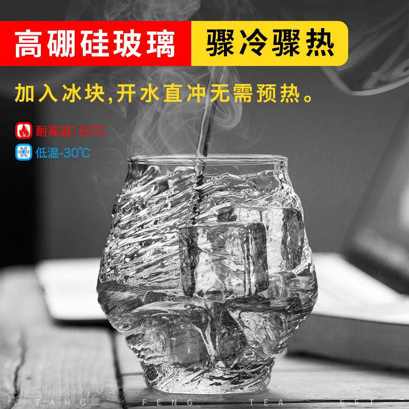 家柏饰(CORATED)锤纹玻璃主人杯单杯大号超大个人杯单个透明日式品茗杯大容量高清大图