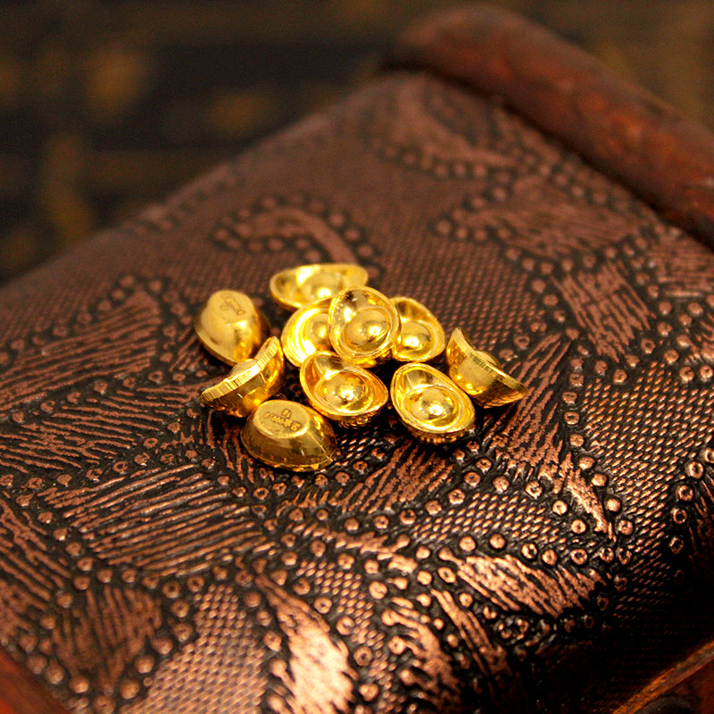 素竹 足金/黄金金条 素竹系列金元宝 投资收藏赠礼 配送收纳瓶一个 1克金元宝高清大图