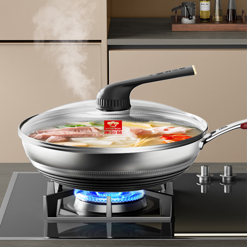 康巴赫骑士Pro316L双面屏蜂窝炒锅-套装32cmKGF-C32X高清大图