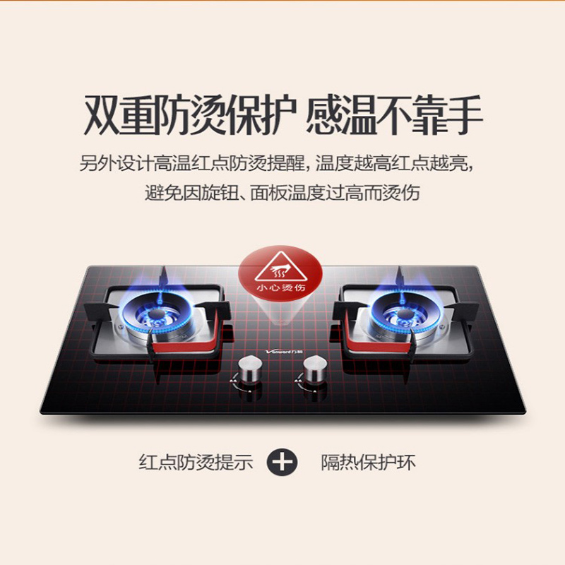 万和(Vanward) 天然气燃气灶JZT-C3L560 台式嵌入式燃气灶 4.5kW大火力 钢化玻璃面板双灶 一级能效
