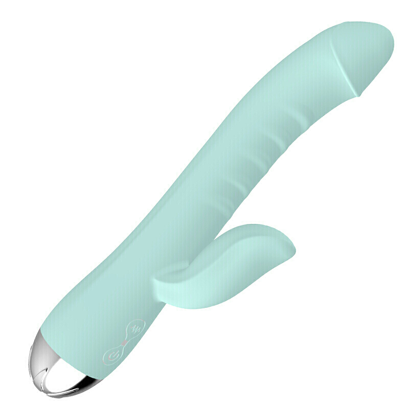 久爱 恒温加热震动棒女用自嗨玩具全自动智能变频伸缩女性振动av按摩棒双头转珠棒快感情趣用品 加温萌系双震棒-蓝色高清大图