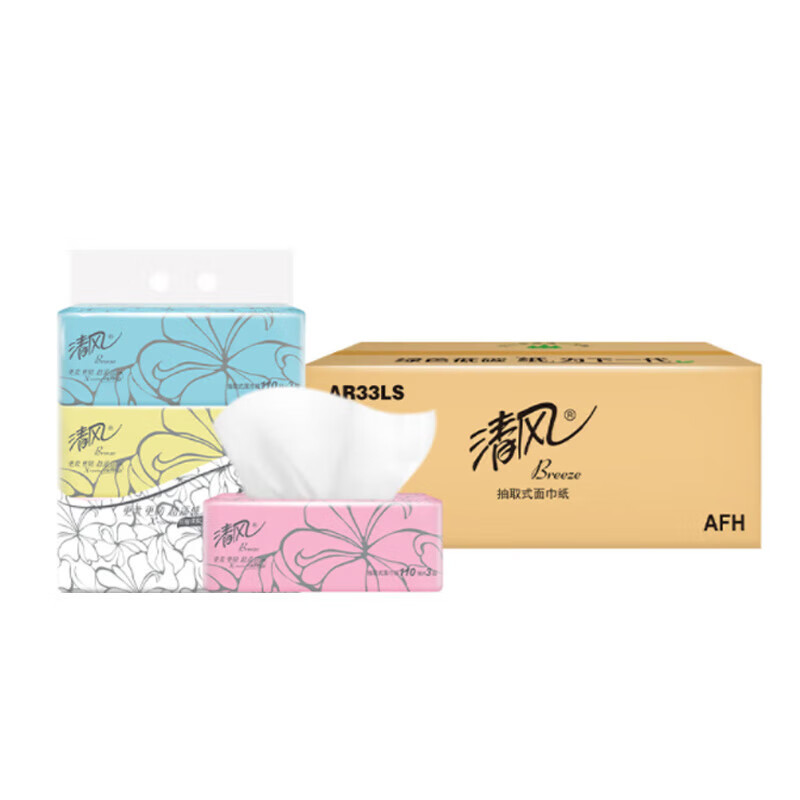 清风超质感系列抽纸24包(3层110抽)AR33LS1 整箱