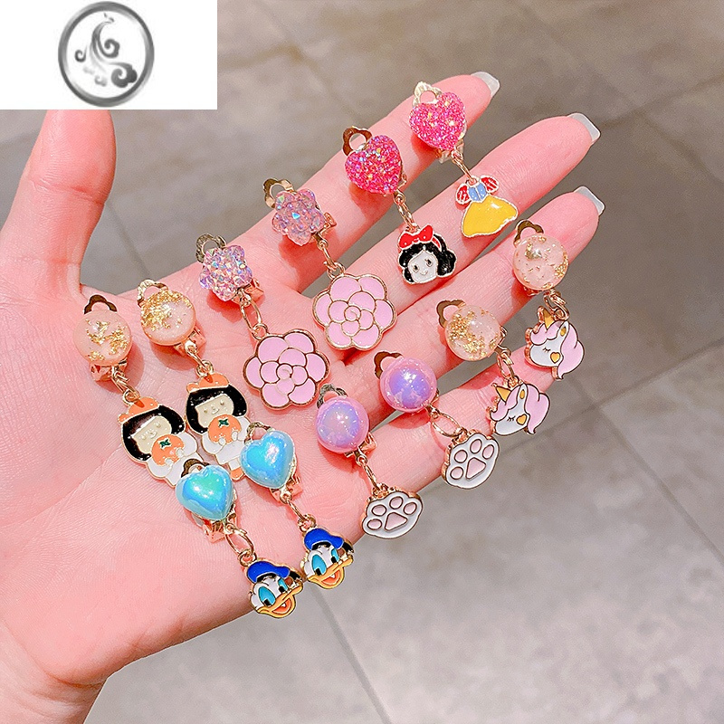 jimi卡通耳夹儿童女童公主小女孩可爱卡通无耳洞耳环耳钉宝宝饰品耳坠