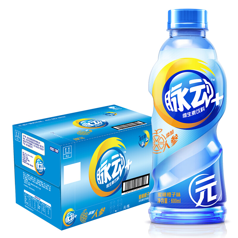 脉动+ 人参 Mizone 蜜桃橙子味 600ml*1*15 整箱