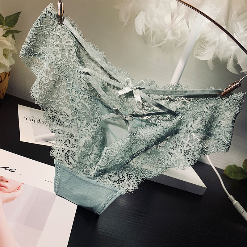 suntek三送一欧美性感蕾丝内裤女士镂空交叉绑带透明诱惑三角裤薄款夏