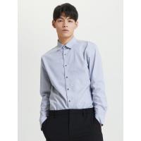 MECITY男装春季新款男士亲肤纯棉韩版纯色休闲衬衣长袖衬衫男