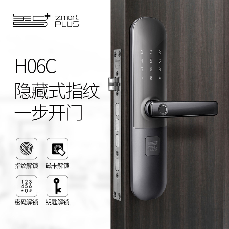 智家人指纹锁 密码锁家用防盗门锁智能电子锁磁卡锁 H06C