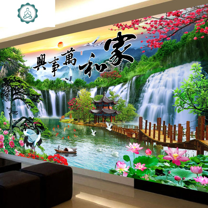 2020新款钻石画满钻客厅家和万事兴贴钻十字绣风景砖石画手工家用 封