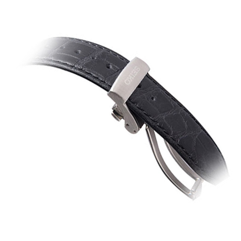 SEIKO精工手表男日本官方正品机械表珐琅表盘鳄鱼皮表带SPB047J1