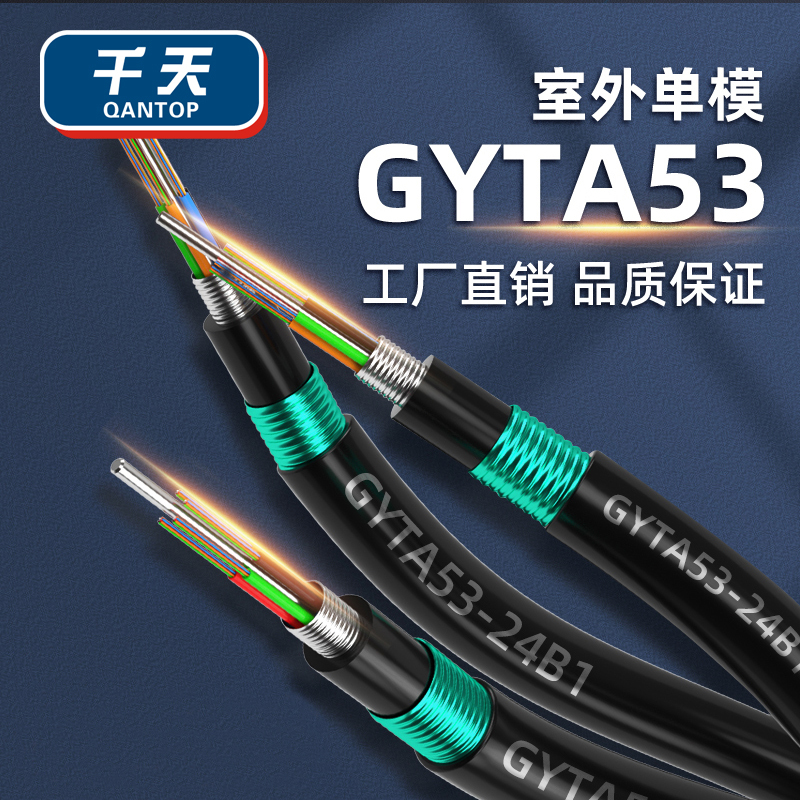 千天(QANTOP)QT-GL1029室外铠装光缆GYTA53单模光缆36芯100米 电信级地埋架空重铠层绞式光纤线网线