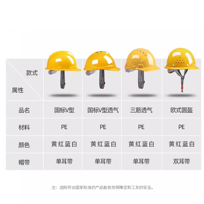 迅迈 国标V型-黄色 安全帽工地头盔男领导国标工人安全生产施工程工作帽定制logo印字